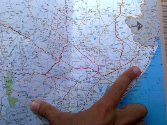 Mapa da nossa viagem entre Mangue Seco e Lençóis (BA)